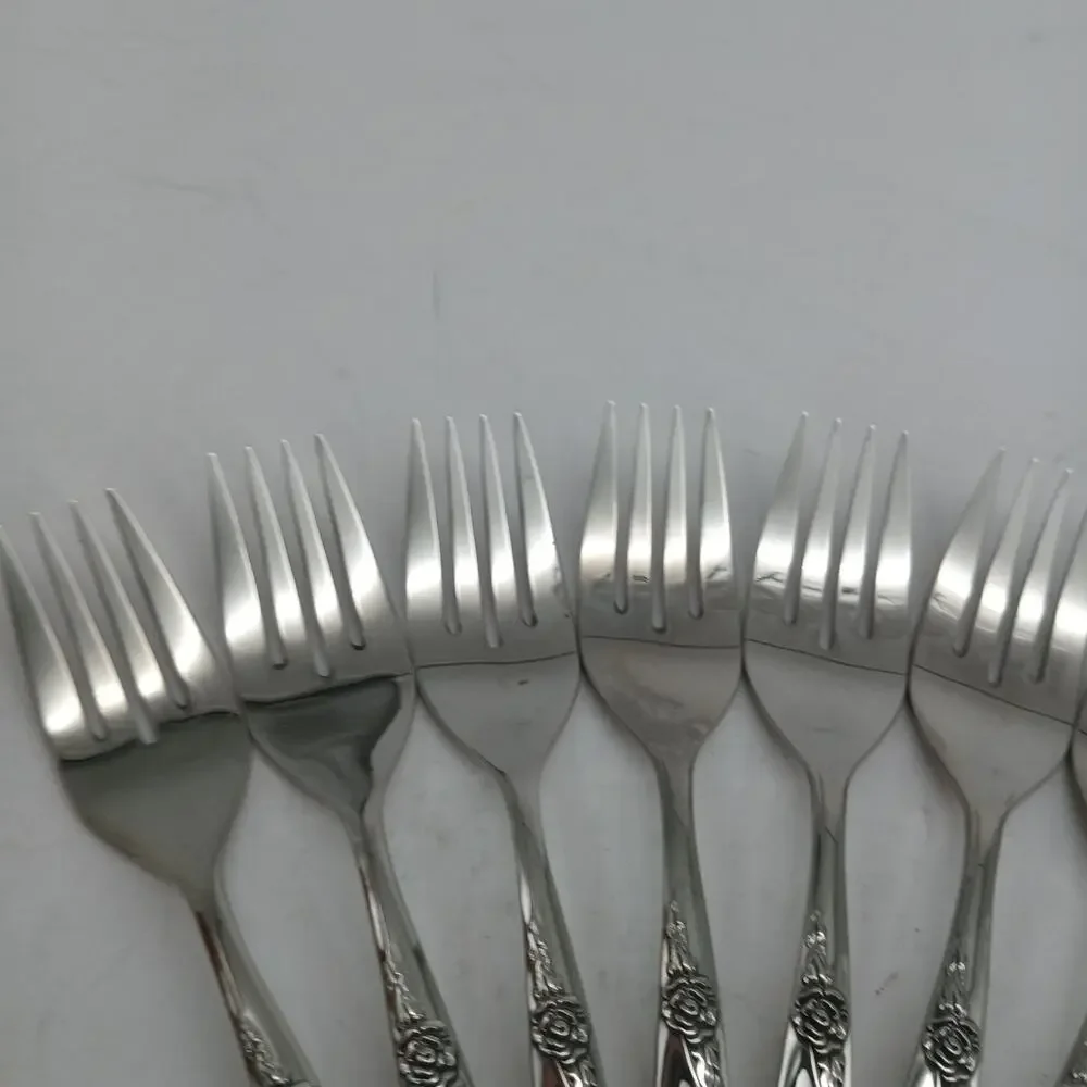 8X SF Oneida LA ROSE Salad Forks Rogers Premier Stainless